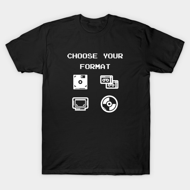 Gaming: Choose Your Format Old-School Storage Devices T-Shirt by loltshirts